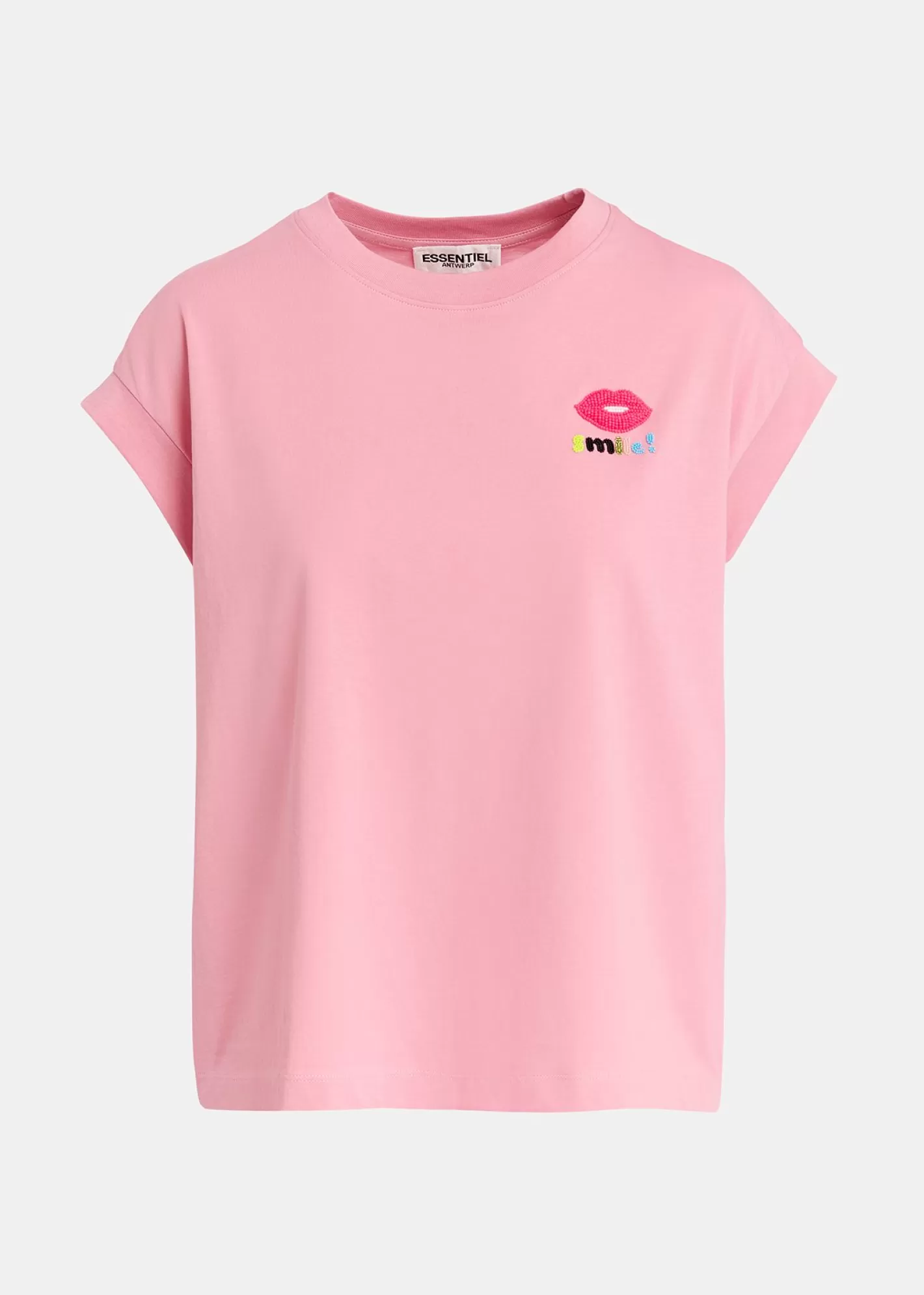 Best Light pink organic cotton T-shirt with embroidery Fall 2024 Collection | T-shirts