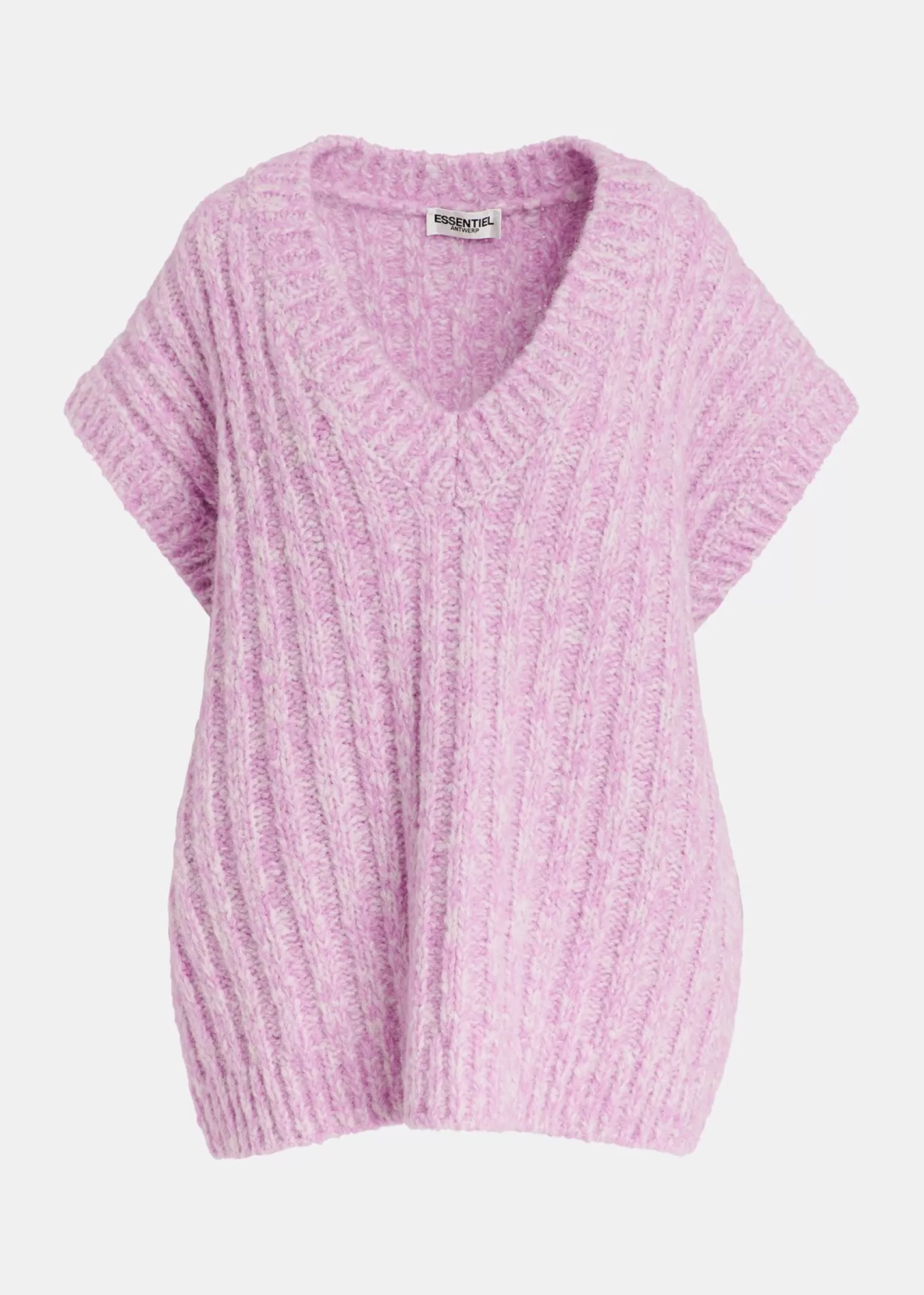 Online Mauve and ecru mélange sleeveless knit sweater Fall 2024 Collection | Sweaters & Cardigans