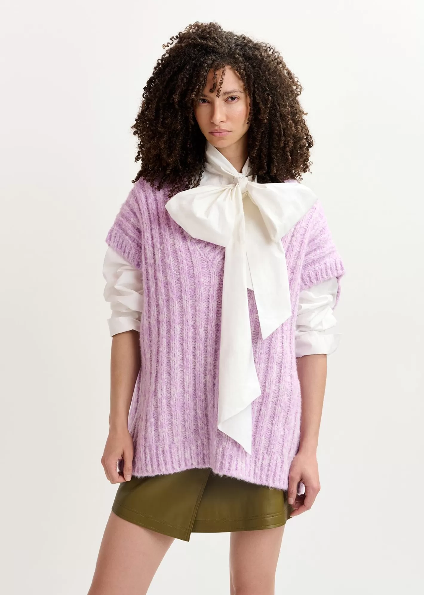 Online Mauve and ecru mélange sleeveless knit sweater Fall 2024 Collection | Sweaters & Cardigans