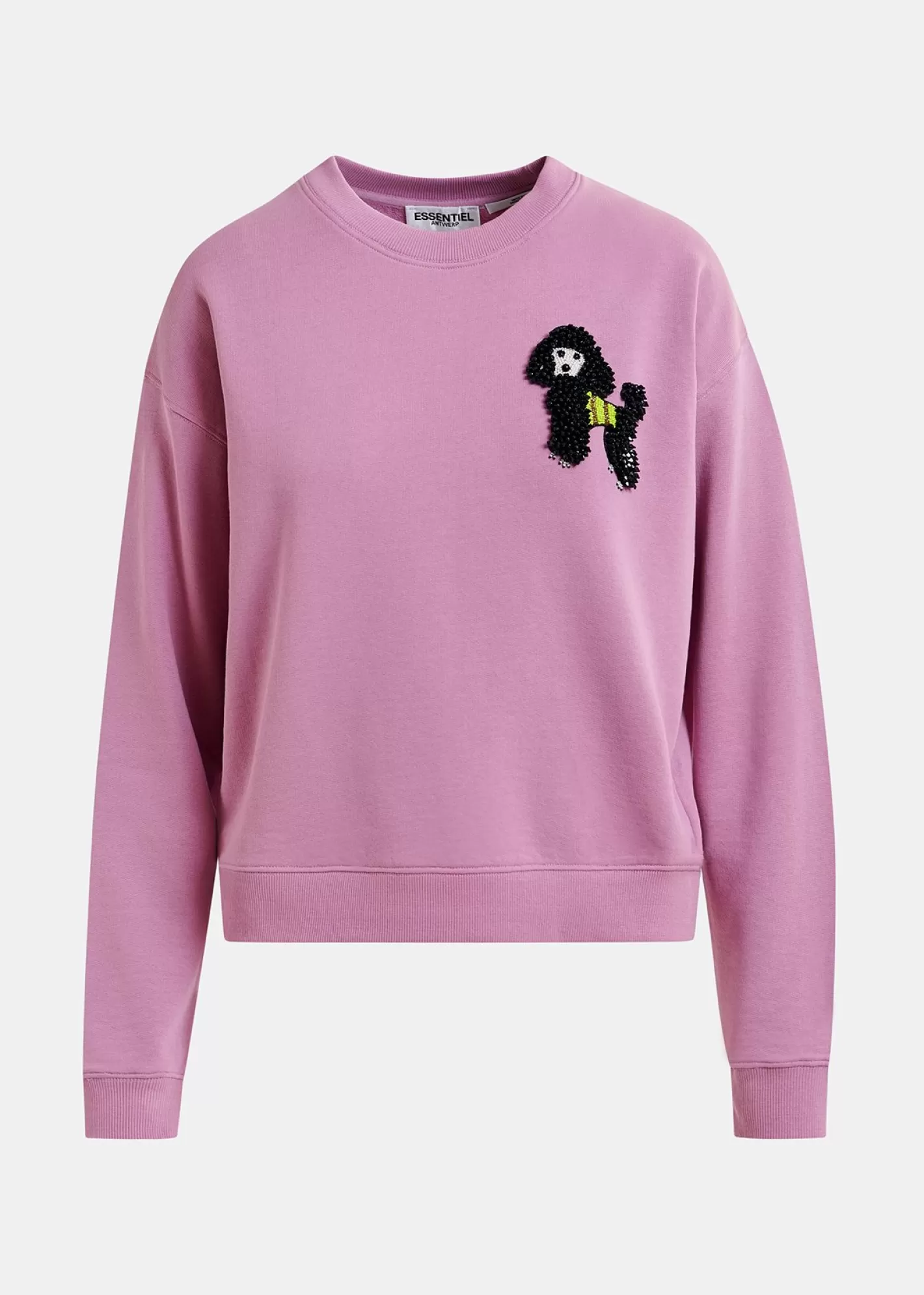 Store Mauve organic cotton sweatshirt with bead-embroidered poodle Fall 2024 Collection | Sweatshirts