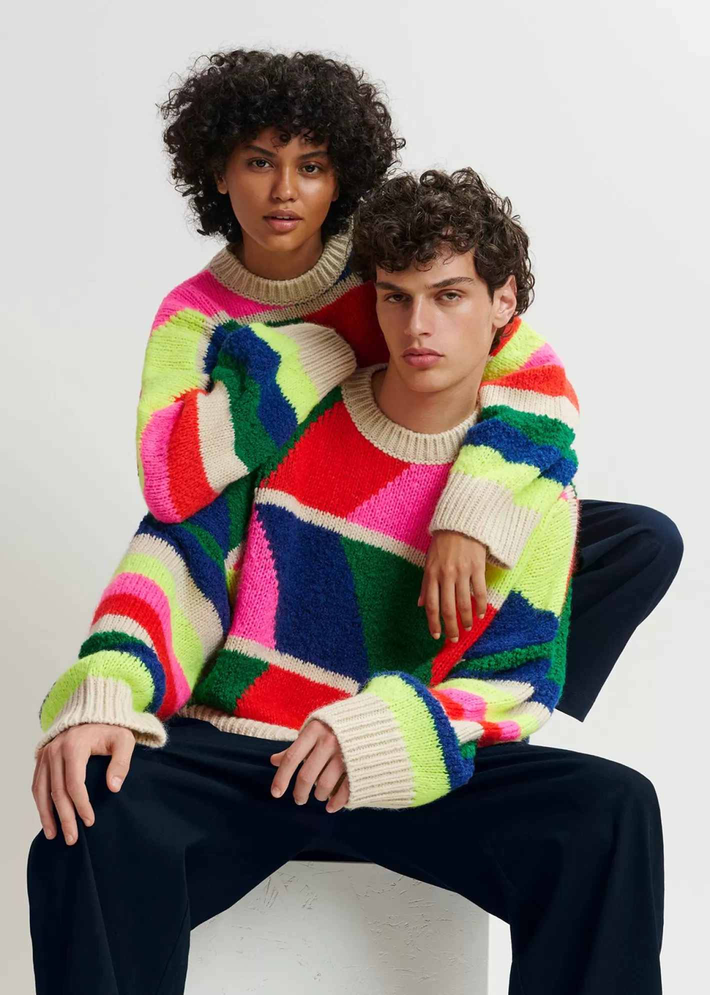 Discount Multicolor geometric intarsia-knitted sweater FLUID Collection | Sweaters & Cardigans