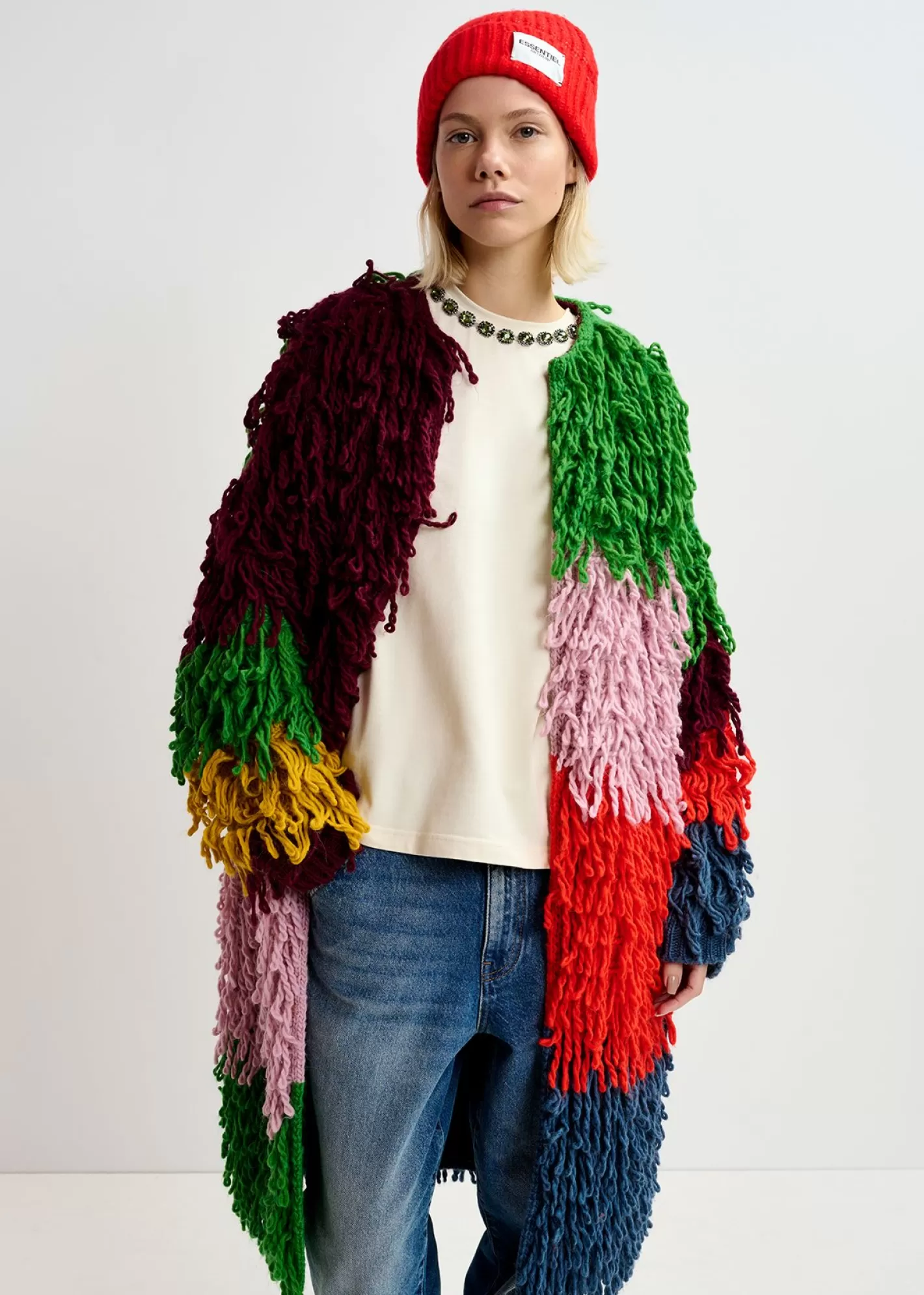 Fashion Multicolor oversized loop stitch knit Fall 2024 Collection | Coats & Jackets