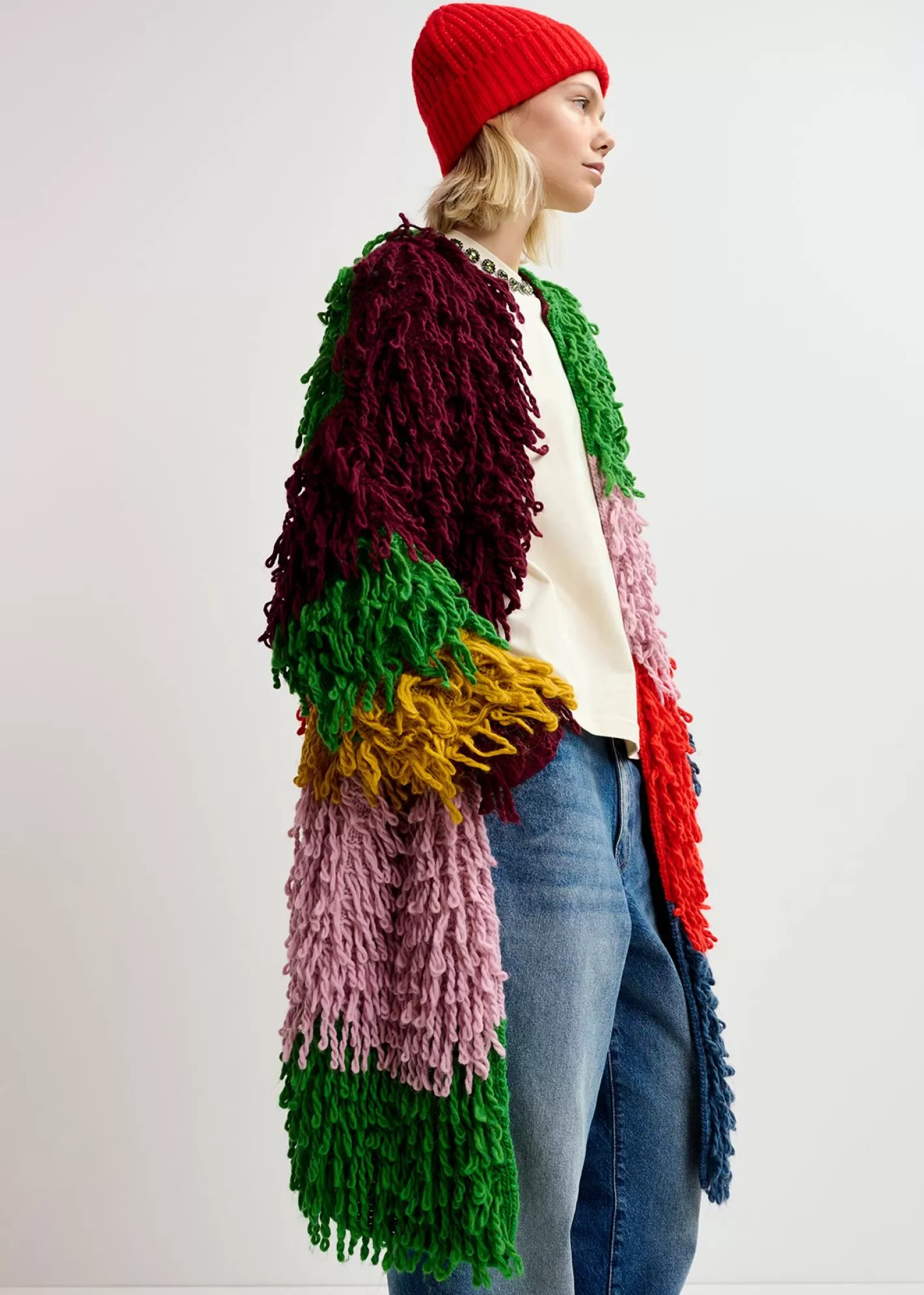 Fashion Multicolor oversized loop stitch knit Fall 2024 Collection | Coats & Jackets