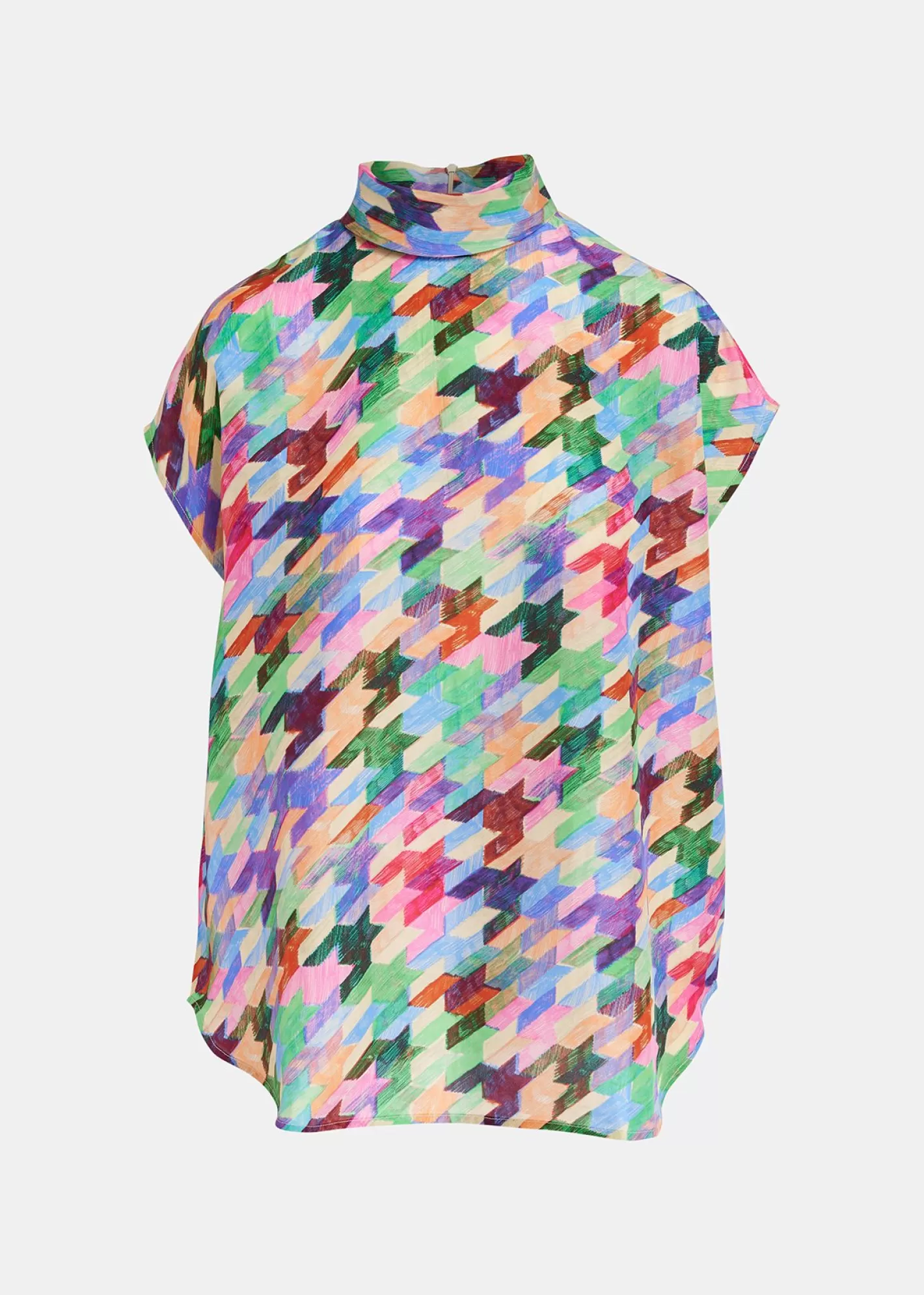 New Multicolor silk top with geometric print Fall 2024 Collection | Prints