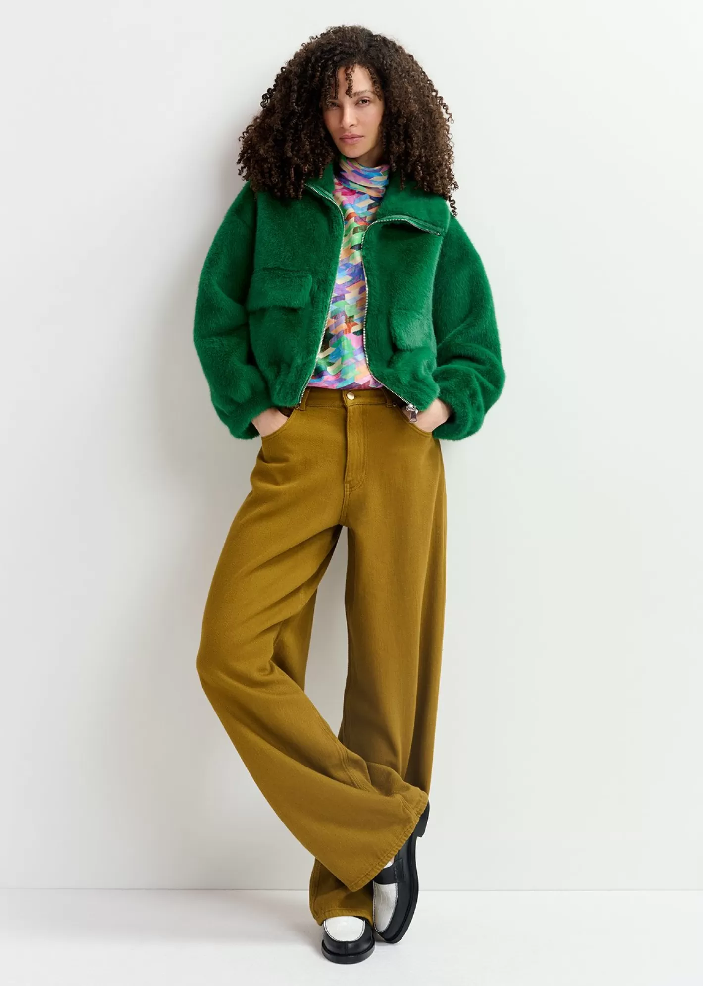 New Multicolor silk top with geometric print Fall 2024 Collection | Prints