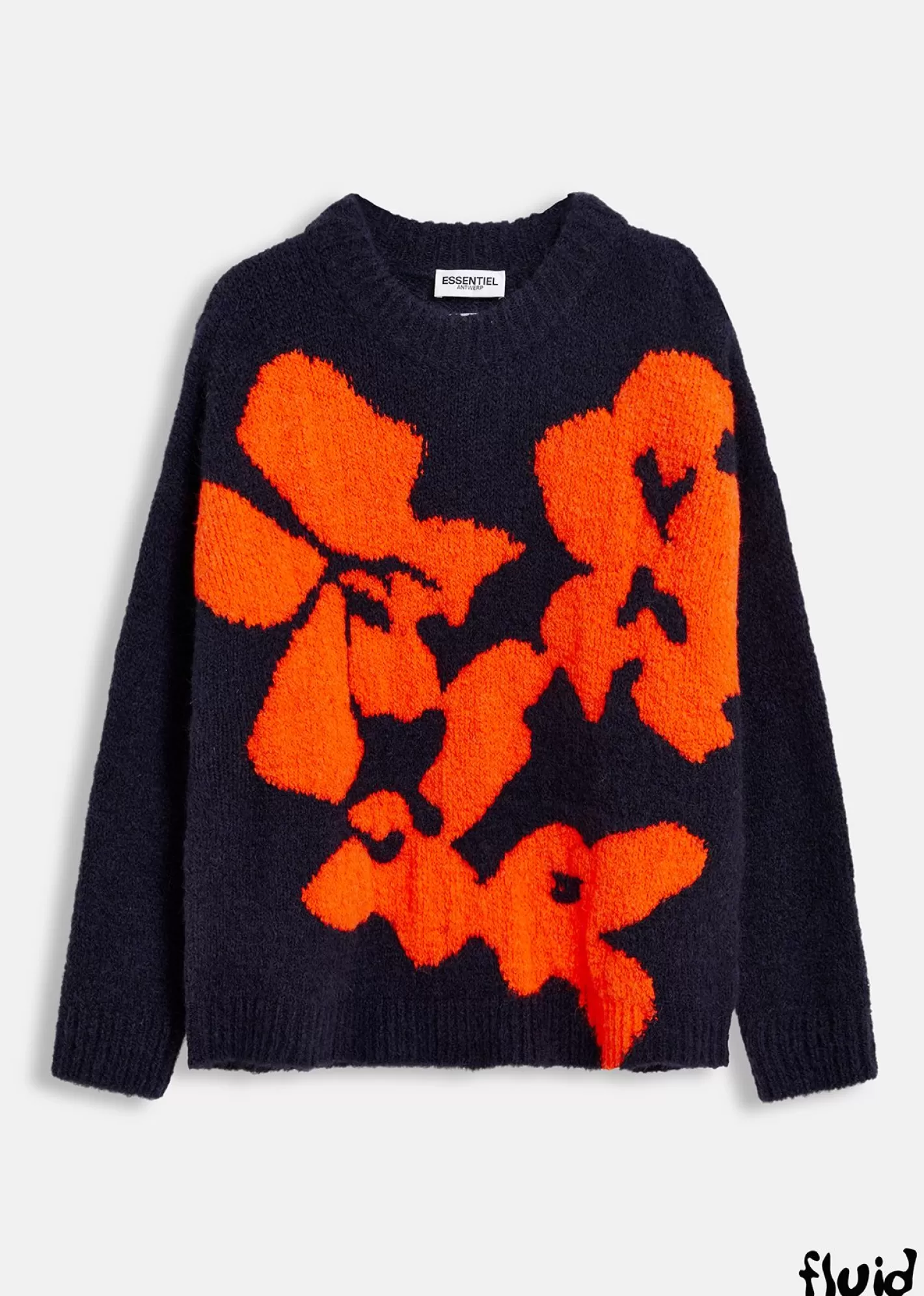 Best Sale Navy blue and red floral intarsia-knitted sweater FLUID Collection | Sweaters & Cardigans