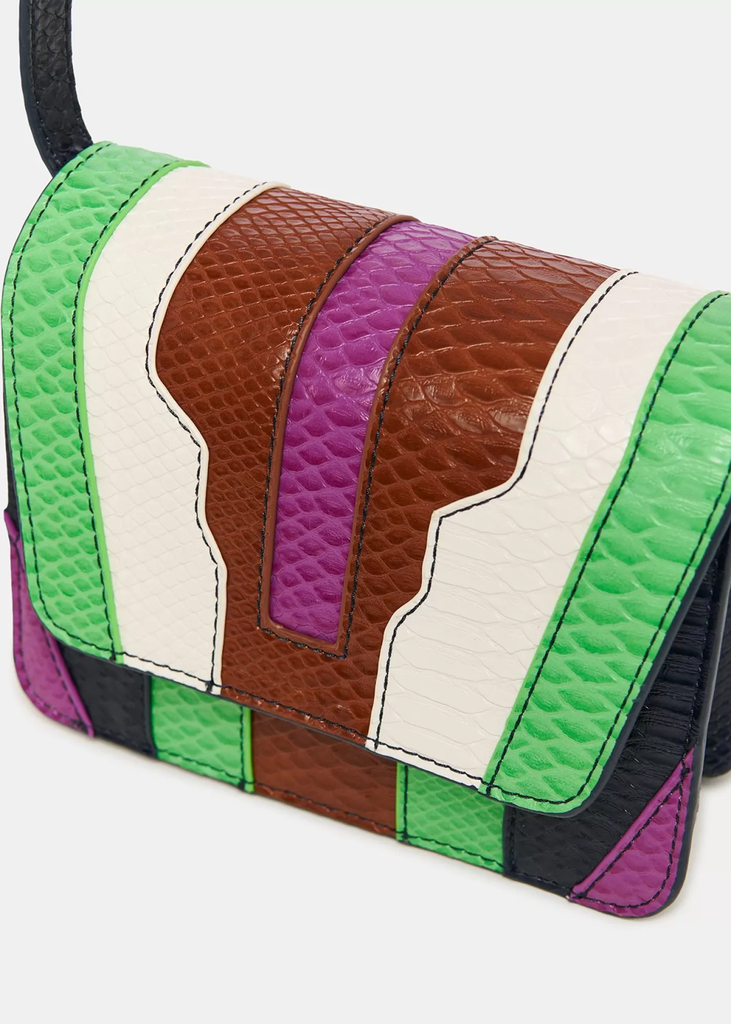 Online Navy blue, green and brown snake-effect faux leather shoulder bag Fall 2024 Collection | Bags