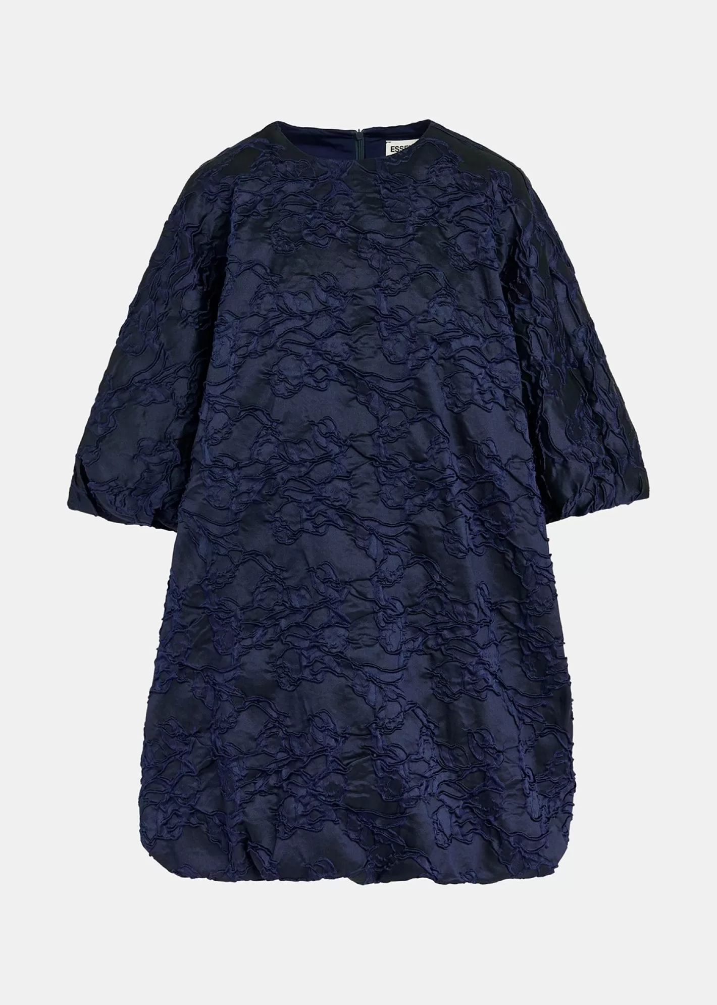 Store Navy blue jacquard-woven puffy mini dress Fall 2024 Collection | Partywear