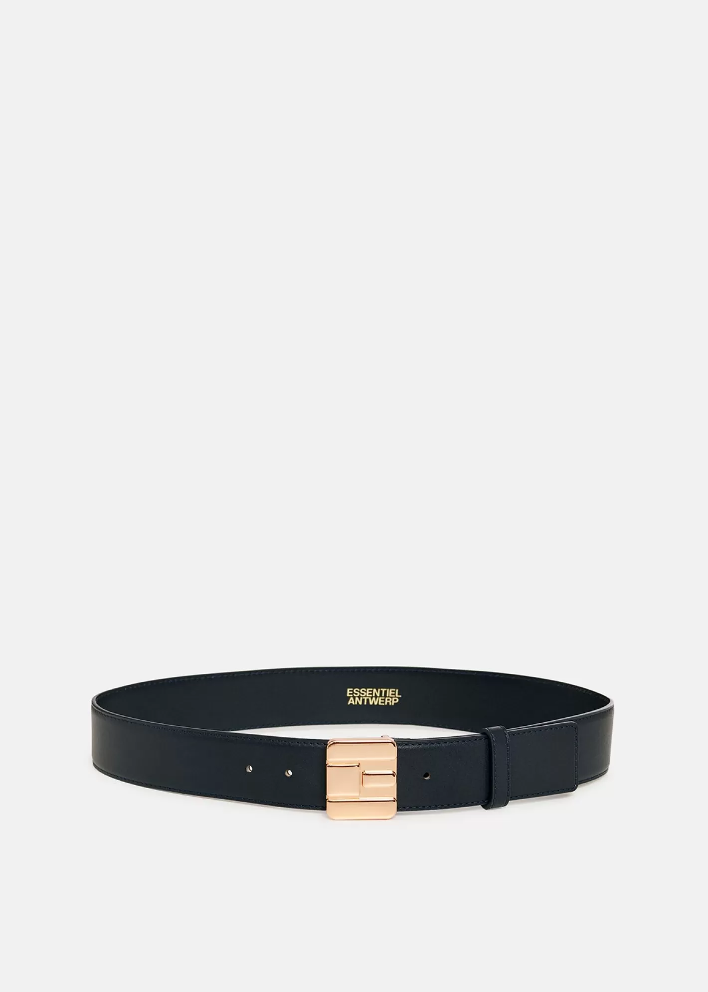 Online Navy blue leather belt with E-shaped buckle Fall 2024 Collection | Belts