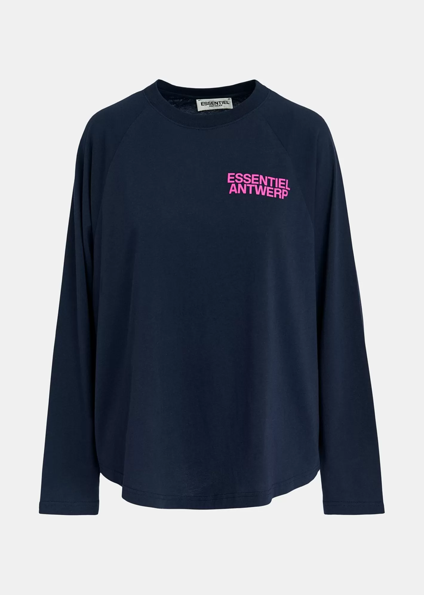 Cheap Navy blue organic cotton long-sleeved T-shirt with logo print Fall 2024 Collection | Loungewear