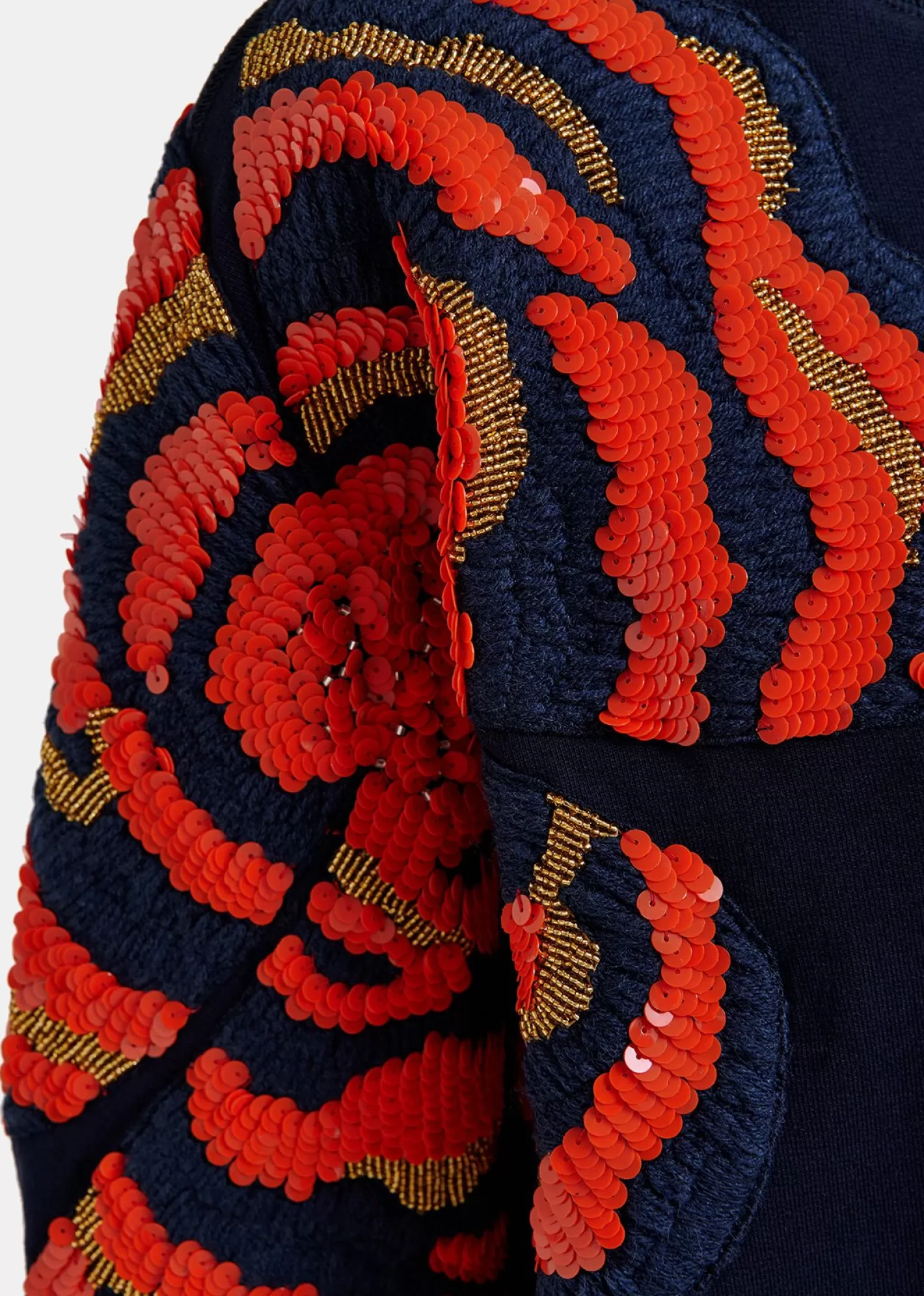 Discount Navy blue organic cotton sweatshirt with sequin and bead embroideries Fall 2024 Collection | Sweatshirts