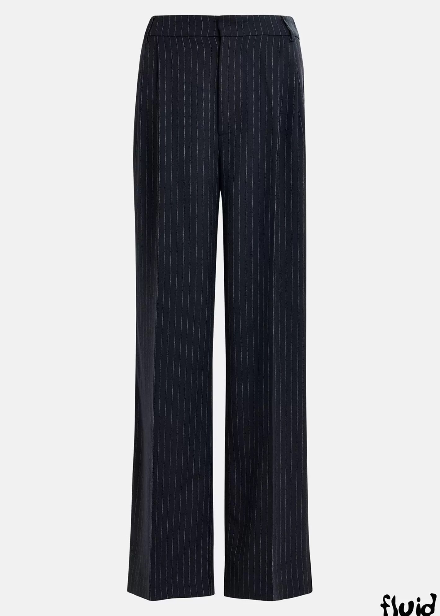 Cheap Navy blue pinstriped straight-leg pants FLUID Collection | Pants & Shorts