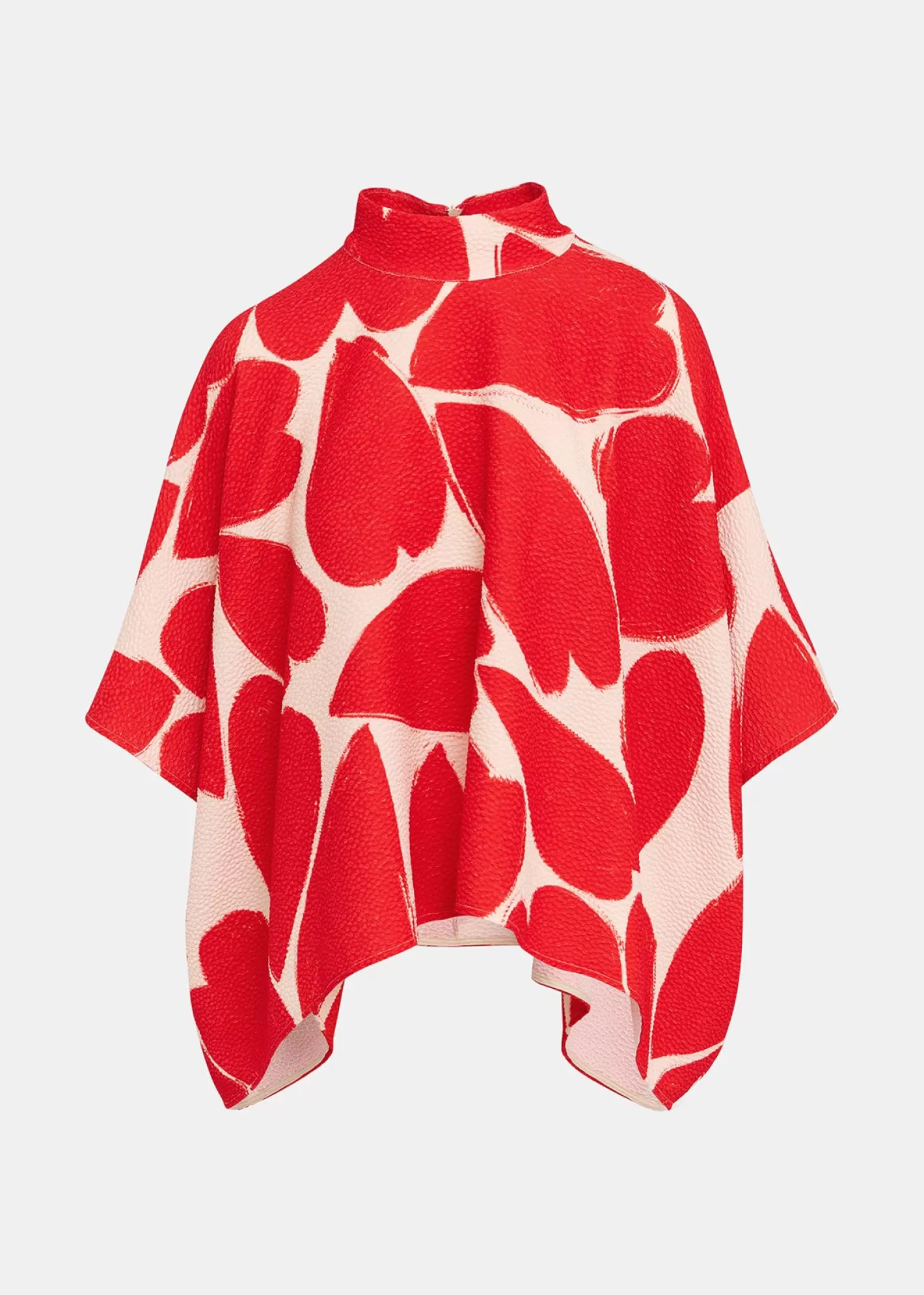 Store Off-white and red oversized top with stand-up collar Fall 2024 Collection | Tops & Blouses