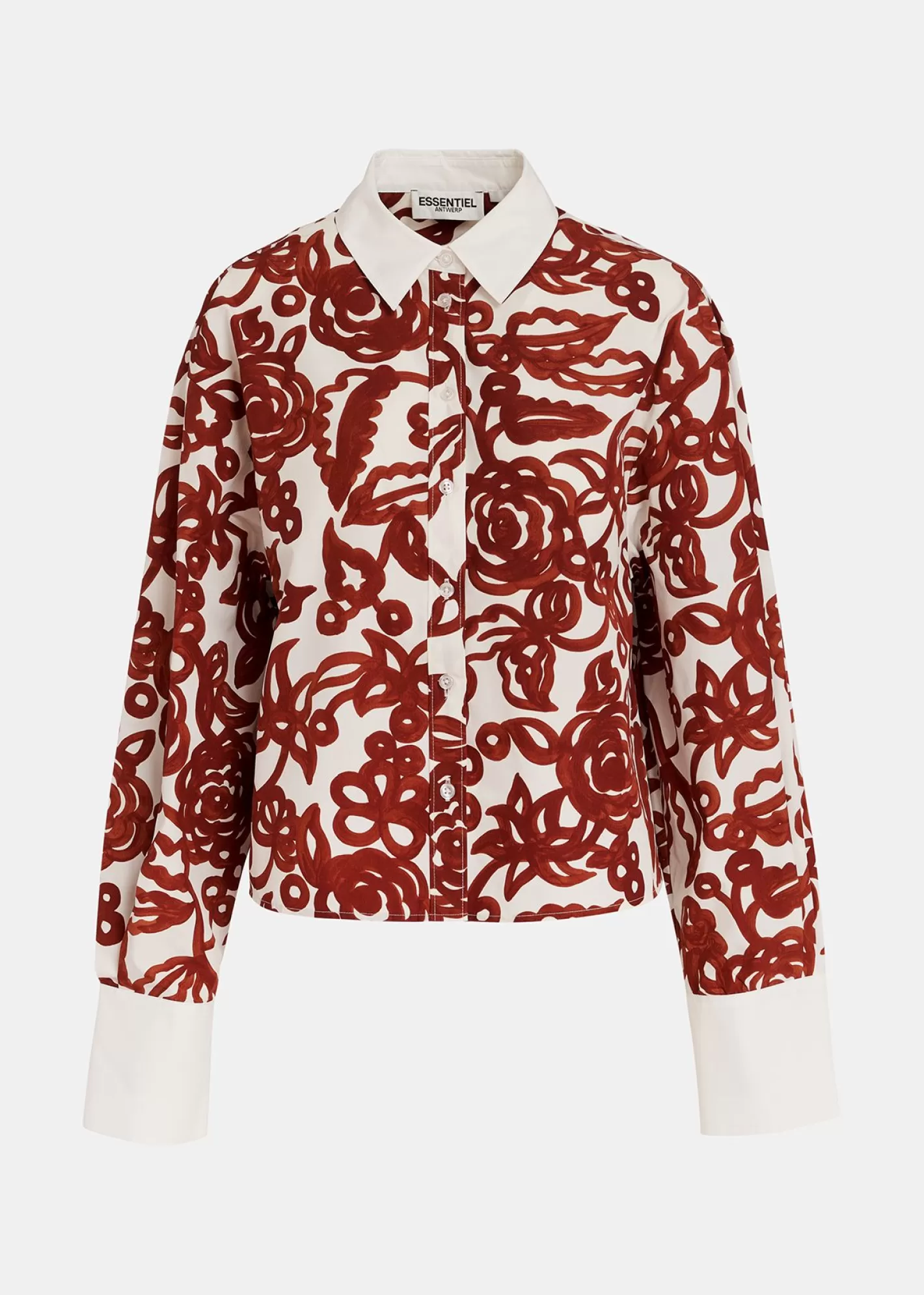 Best Sale Off-white floral-print shirt with contrasting collar Fall 2024 Collection | Prints