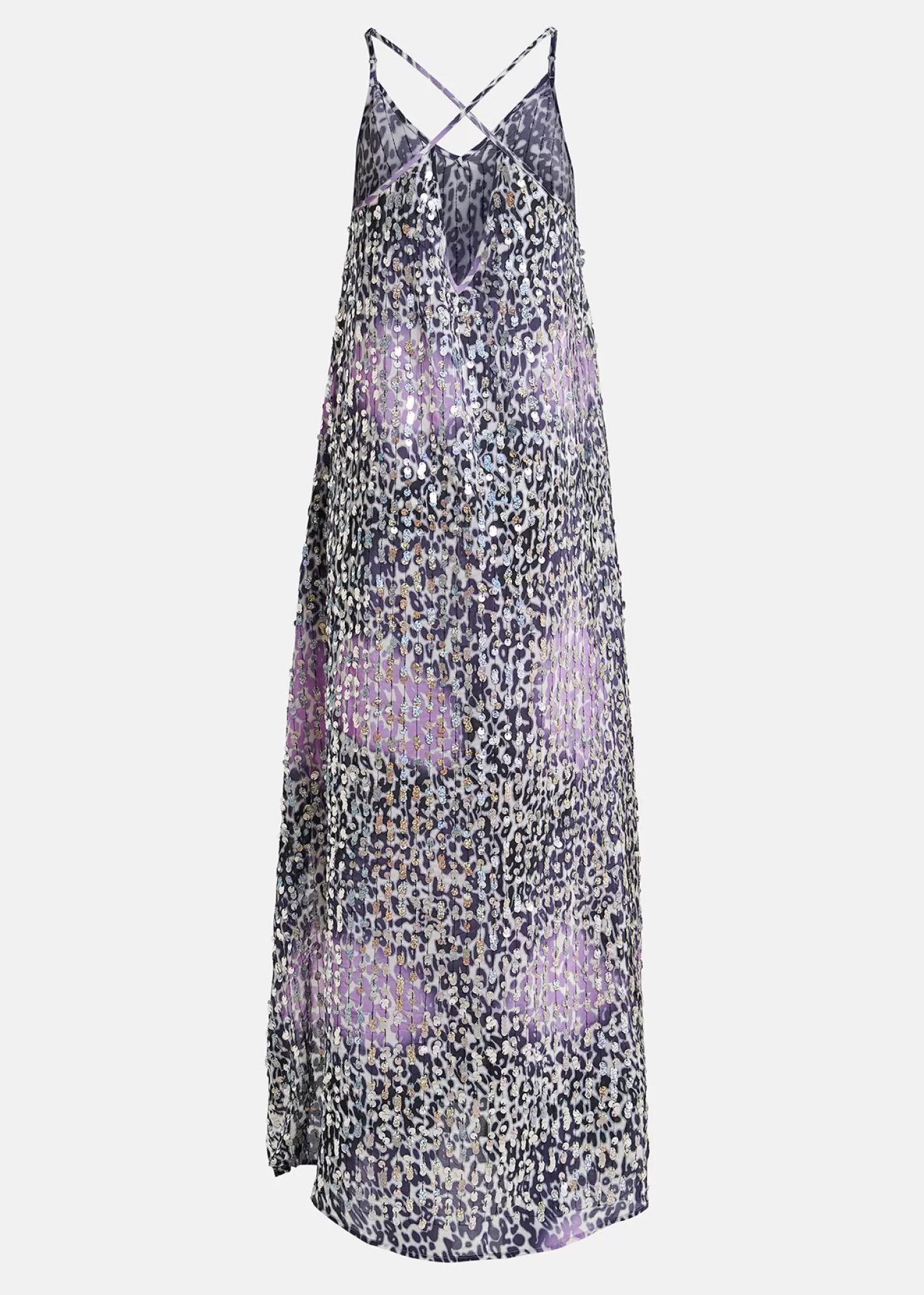 Best Off-white, lilac and purple leopard-print dress with sequins Fall 2024 Collection | Prints