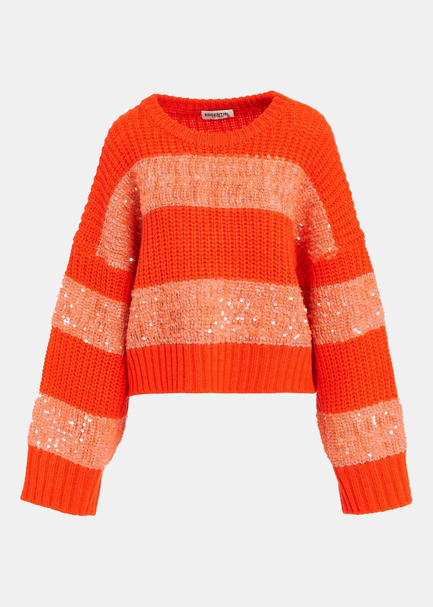 Store Orange knit sweater with sequin-embellished stripes Fall 2024 Collection | Sweaters & Cardigans