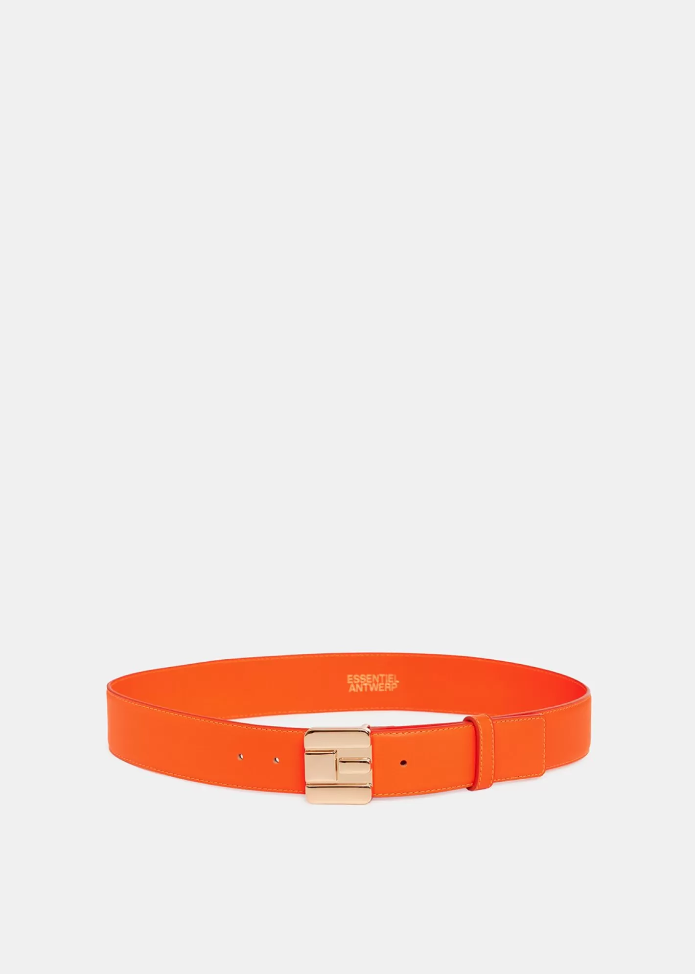 Store Orange leather belt with E-shaped buckle Fall 2024 Collection | Belts