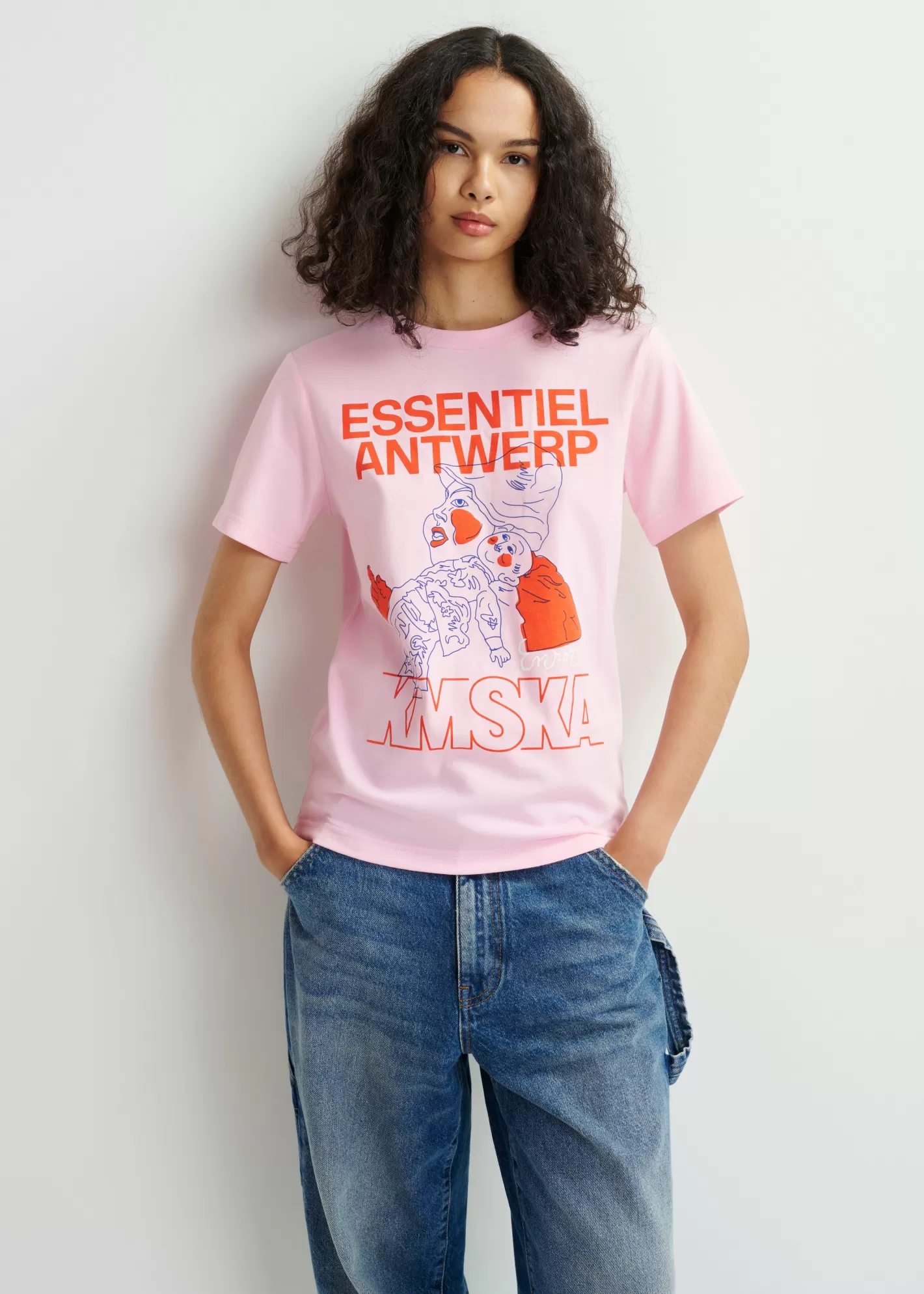 Online Pink organic cotton-jersey 'The Intrigue' T-shirt - collaboration with KMSKA KMSKA X Essentiel Antwerp | T-shirts
