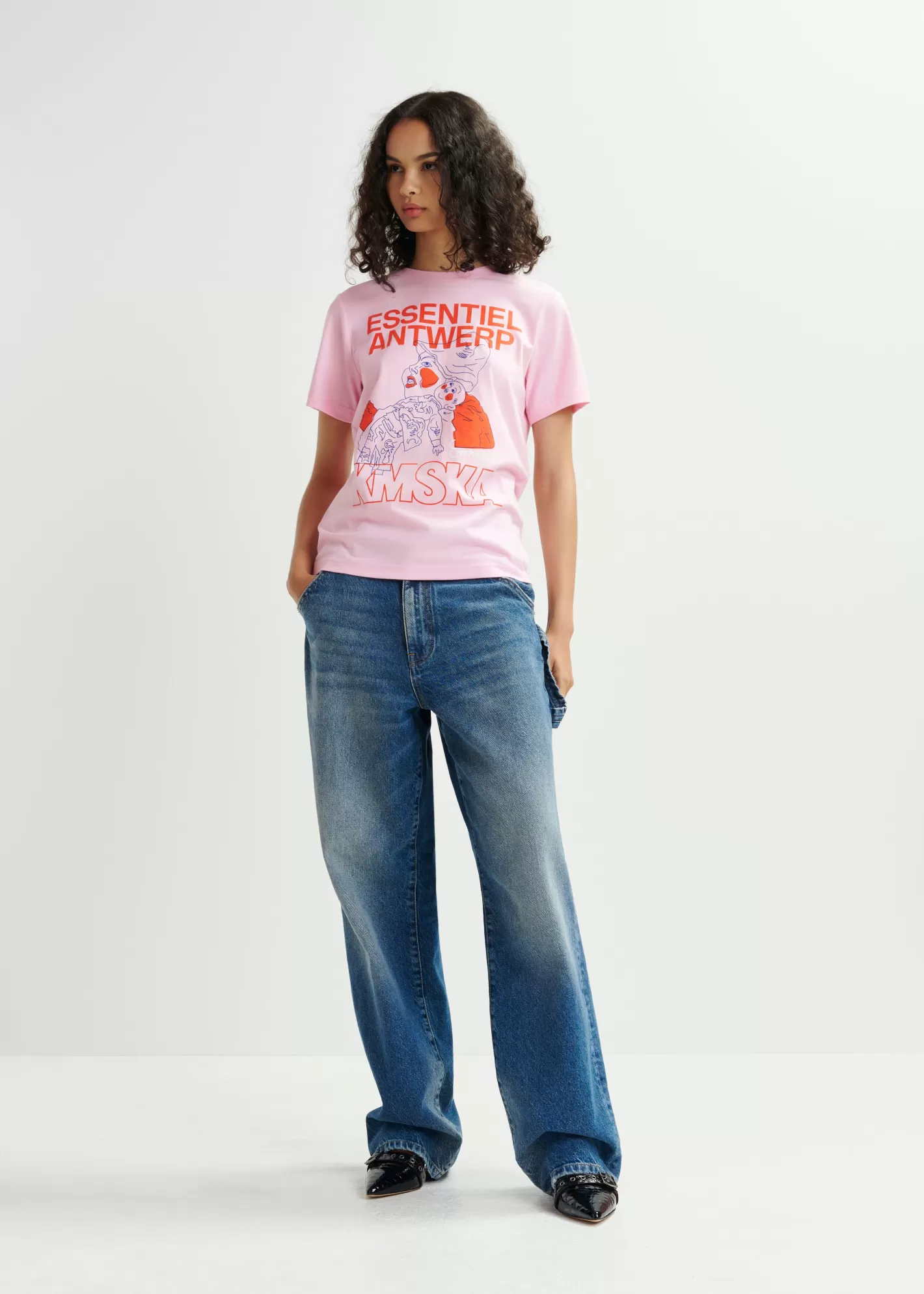 Online Pink organic cotton-jersey 'The Intrigue' T-shirt - collaboration with KMSKA KMSKA X Essentiel Antwerp | T-shirts