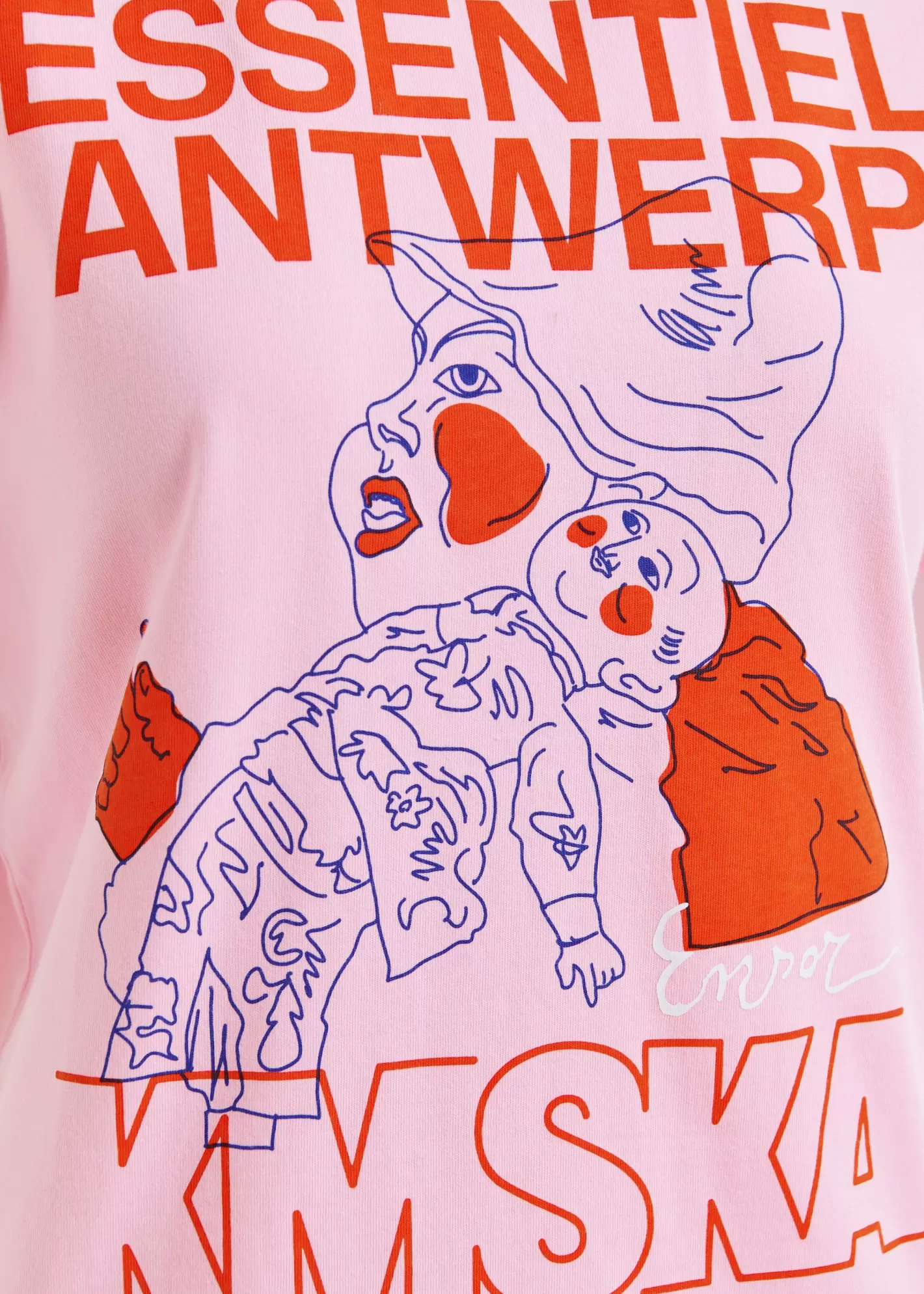 Online Pink organic cotton-jersey 'The Intrigue' T-shirt - collaboration with KMSKA KMSKA X Essentiel Antwerp | T-shirts