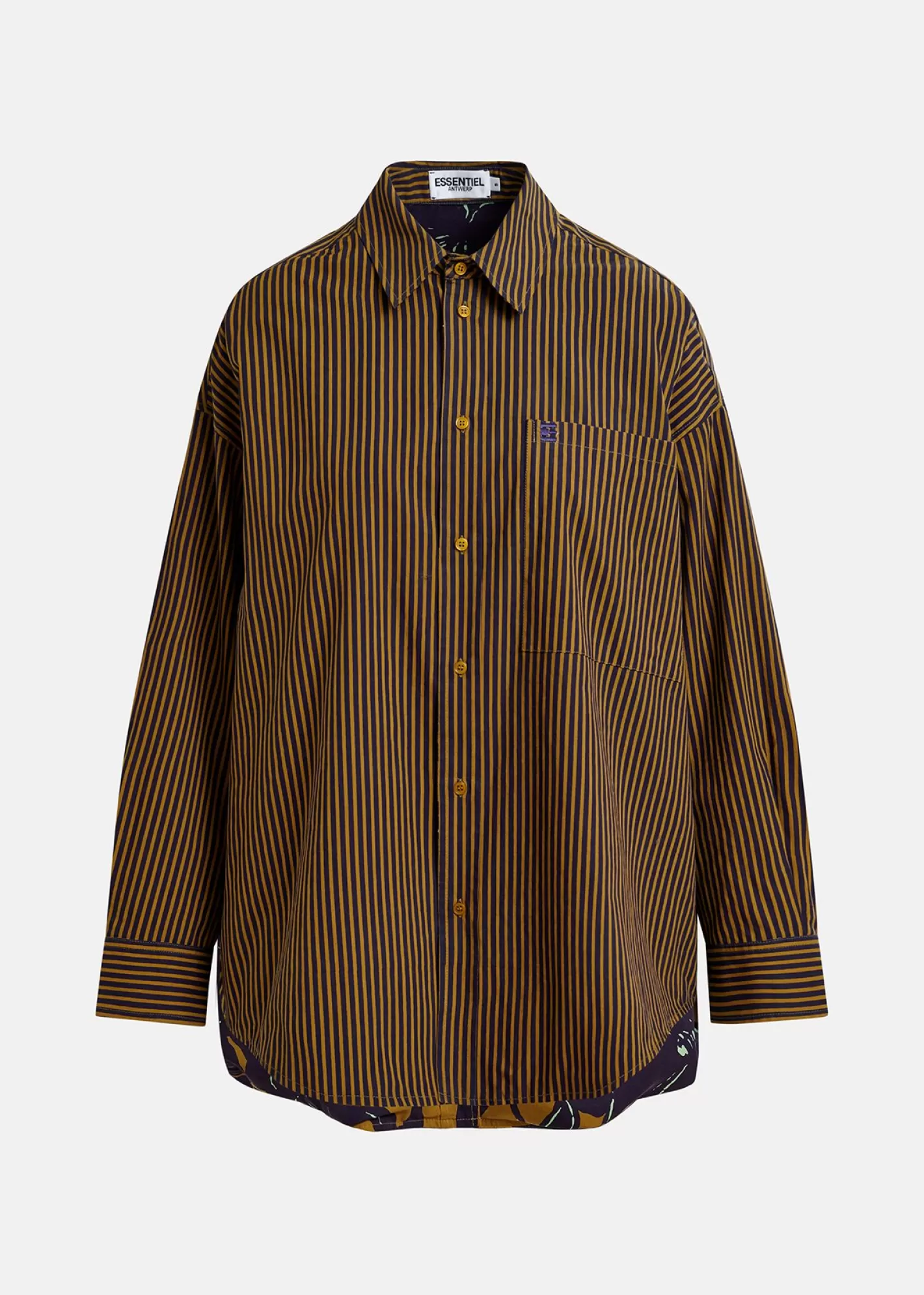 New Reversible navy blue and brown striped shirt Fall 2024 Collection | Partywear