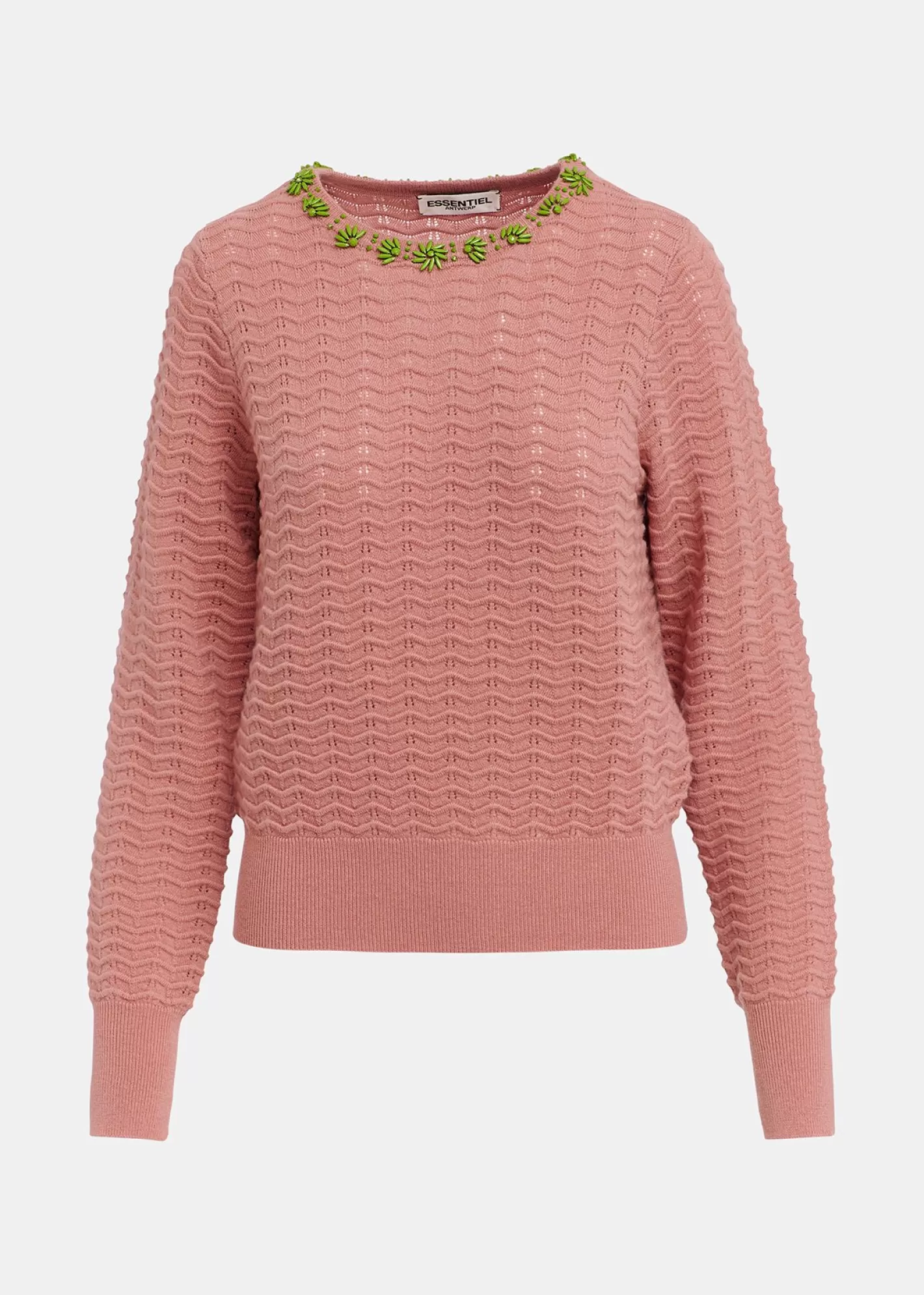 Store Vintage pink knit sweater with embellished neckline Fall 2024 Collection | Sweaters & Cardigans