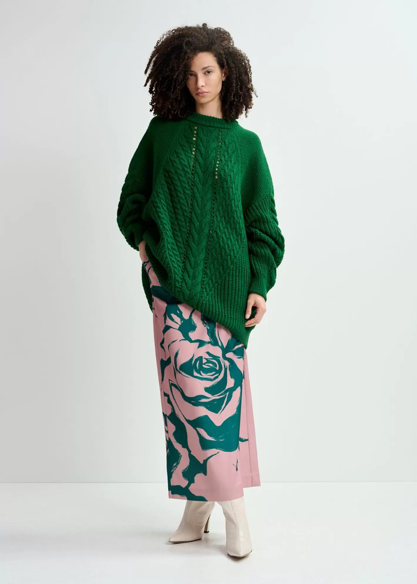 Sale Vintage pink maxi-length skirt with floral print Fall 2024 Collection | Prints