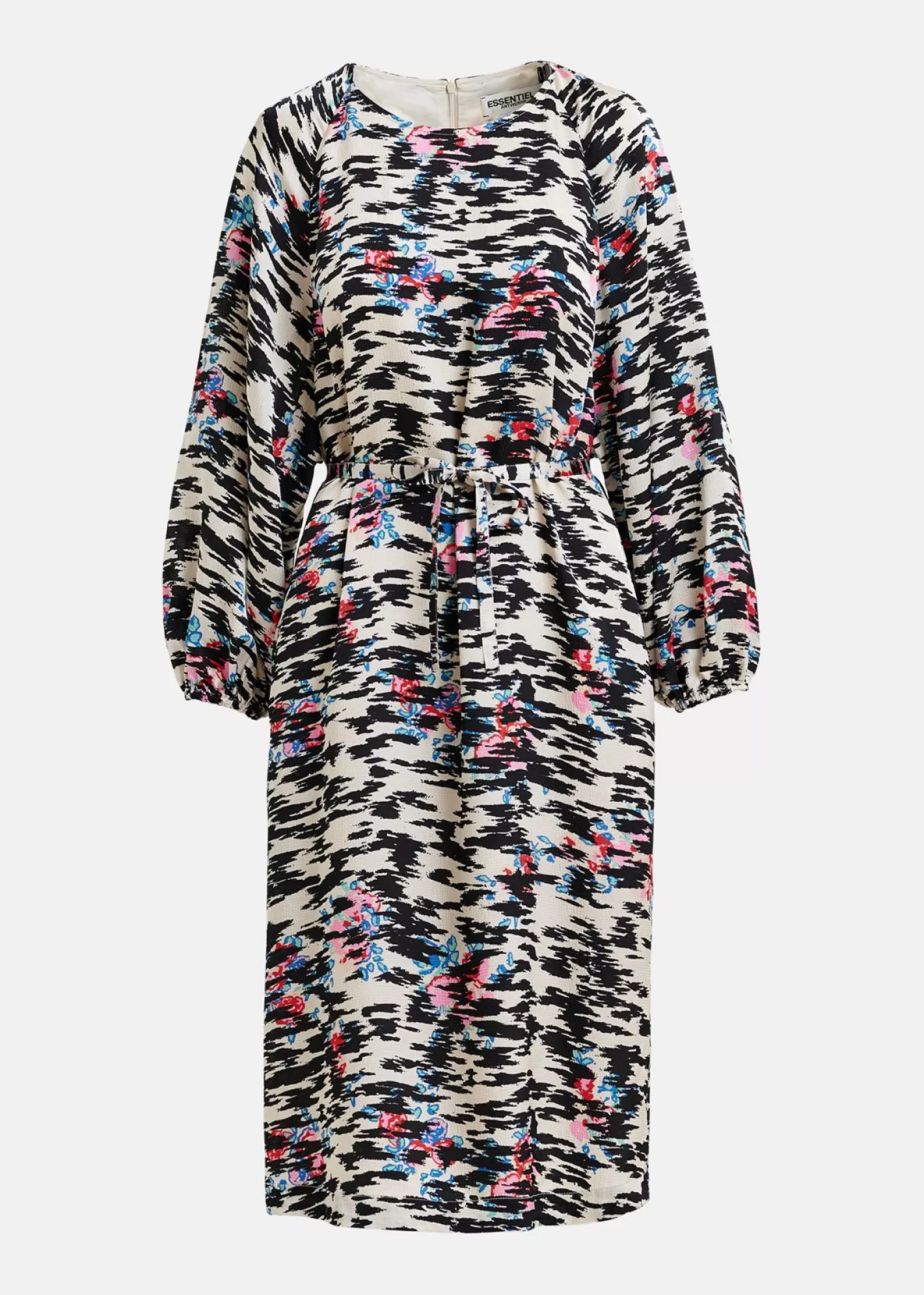 Store White, black and multicolored knee-length dress with graphic print Prints | Dresses