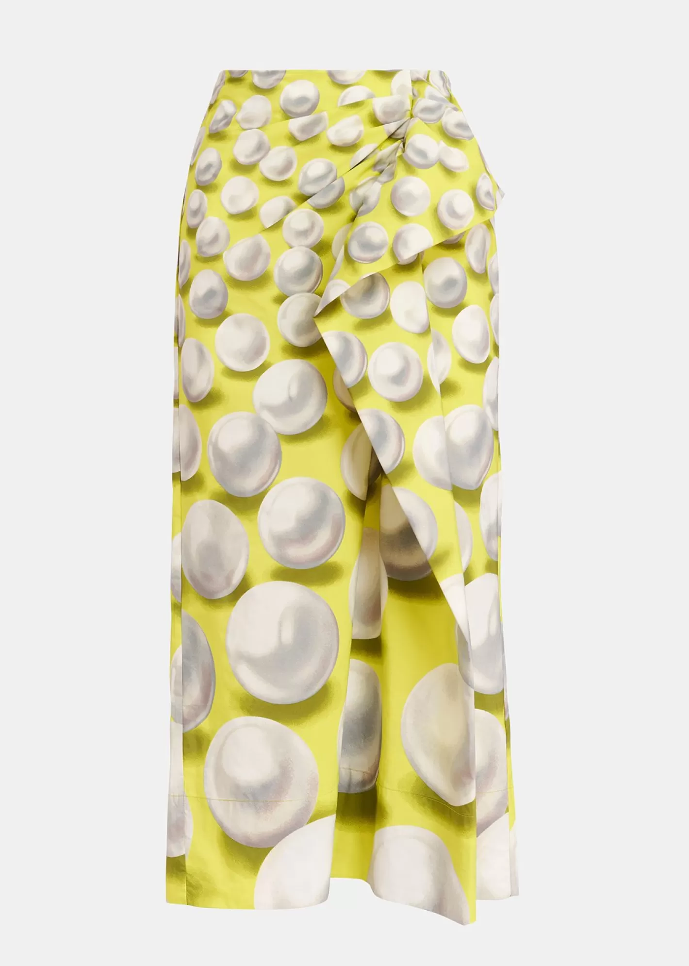 Cheap Yellow draped midi skirt with graphic print Fall 2024 Collection | Partywear