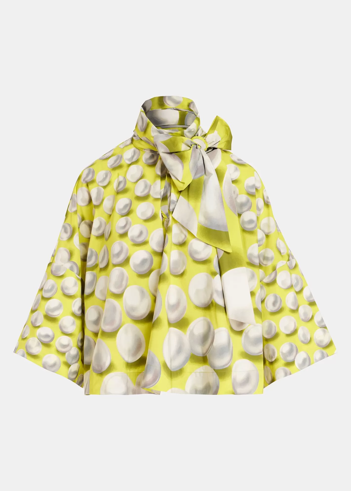 Online Yellow graphic-print top with pussy bow Fall 2024 Collection | Partywear